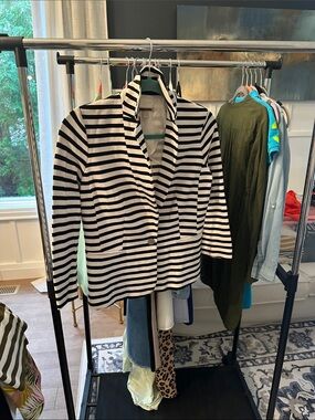Banana Republic Black and White Striped Blazer